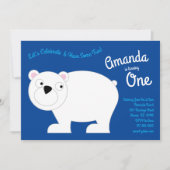 Invitation Cute Ours Polaire Enfants 1er Anniversaire Fête In (Devant)