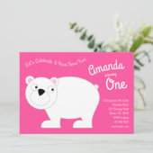 Invitation Cute Ours Polaire Enfants 1er Anniversaire Fête Ro (Debout devant)