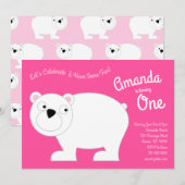 Invitation Cute Ours Polaire Enfants 1er Anniversaire Fête Ro (Devant / Derrière)
