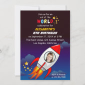Invitation Cute Outer Space Rocket Ship Blast Off Birthday (Devant)
