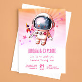 Invitation Cute Outerspace Explorez 4e anniversaire