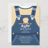 Invitation Cute Overalls Woodland Owland Baby shower Invitati (Devant)