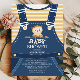 Invitation Cute Overalls Woodland Owland Baby shower Invitati