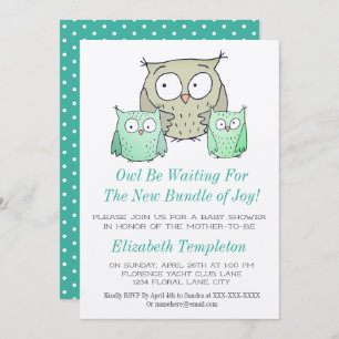 Invitation Cute Owl Baby shower Genre Neutre Bundle de Joy