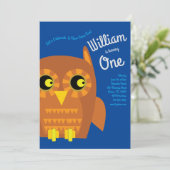 Invitation Cute Owl Bird Enfants 1er anniversaire fêter l'inv (Debout devant)