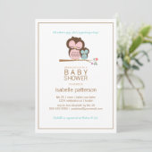 Invitation Cute Owl & Mama C'est un Baby shower de garçon Inv (Debout devant)