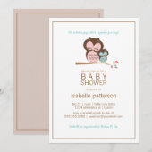 Invitation Cute Owl & Mama C'est un Baby shower de garçon Inv (Devant / Derrière)