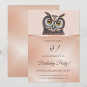 Invitation Cute Owl | Or Rose (Devant / Derrière)