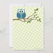Invitation Cute Owl sur Branche avec Baby shower pois (Dos)