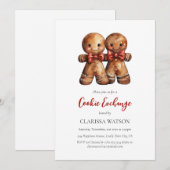 Invitation Cute pain d'épices Aquarelle Échange de cookies (Devant / Derrière)