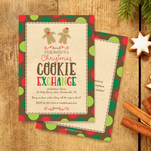 Invitation Cute pain d'épices Noël fête échange de biscuits