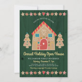 Invitation Cute pain d'épices Open House Green Russe Noël (Devant)