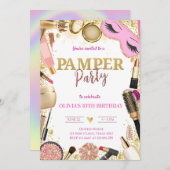 Invitation Cute Pamper Party Birthday (Devant / Derrière)