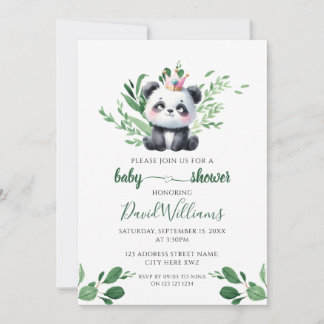 Invitation Cute Panda Baby shower de verdure neutre entre les
