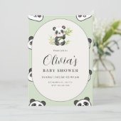 Invitation Cute Panda Baby Shower Green Botanical Panda Theme (Debout devant)