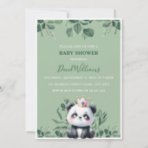 Cute Panda Baby shower vert Foliage