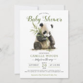 Invitation Cute Panda Baby shower vert genre neutre (Devant)