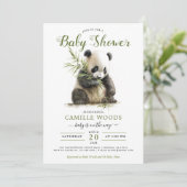 Invitation Cute Panda Baby shower vert genre neutre (Debout devant)