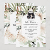 Invitation Cute Panda Baby shower vert genre neutre (Devant / Derrière)