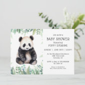 Invitation Cute Panda Baby shower vert genre neutre (Debout devant)