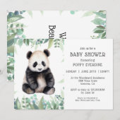 Invitation Cute Panda Baby shower vert genre neutre (Devant / Derrière)