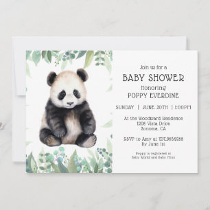 Invitation Cute Panda Baby shower vert genre neutre