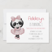 Invitation Cute Panda Ballerina Pink 1er anniversaire (Devant)