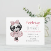 Invitation Cute Panda Ballerina Pink 1er anniversaire (Debout devant)