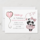 Invitation Cute Panda Ballerina Pink 1er anniversaire (Devant)
