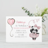 Invitation Cute Panda Ballerina Pink 1er anniversaire (Debout devant)