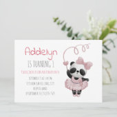 Invitation Cute Panda Bear Ballerina 1er anniversaire de fill (Debout devant)
