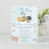 Invitation Cute Panda Bear Plane Aventure Oh Boy Baby shower (Debout devant)