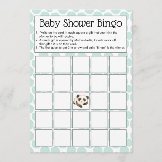 Invitation Cute Panda Bears Baby shower Bingo Jeu (Devant)