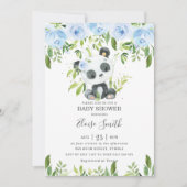 Invitation Cute Panda Blue Floral Baby shower de verdure (Devant)