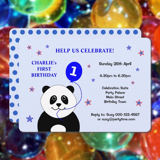 Invitation Cute panda fête d'anniversaire