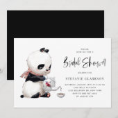 Invitation Cute Panda Illustration Tea Fête des mariées temps (Devant / Derrière)