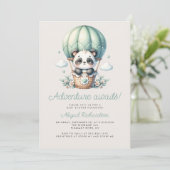 Invitation Cute Panda Mint Green Hot Air Baby shower (Debout devant)
