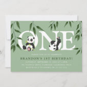 Invitation Cute Panda Neutral 1er anniversaire (Devant)