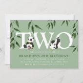 Invitation Cute Panda Neutral 2ème anniversaire de fête Invit (Devant)