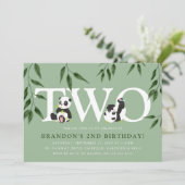 Invitation Cute Panda Neutral 2ème anniversaire de fête Invit (Debout devant)