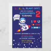 Invitation Cute Panda Ours Astronaut Sur Rocket Ship Annivers (Devant)