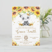 Invitation Cute Panda Ours Tournesol Fleur de Baby shower Flo (Debout devant)