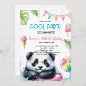 Invitation Cute panda pool theme invite (Devant / Derrière)