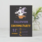 Invitation Cute Panda Sorcière Nuages chauves chauves-souris (Debout devant)