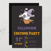 Invitation Cute Panda Sorcière Nuages chauves chauves-souris (Devant / Derrière)