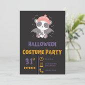 Invitation Cute Panda Vampire Ghost Bats Black Halloween (Debout devant)