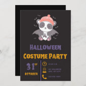 Invitation Cute Panda Vampire Ghost Bats Black Halloween (Devant / Derrière)