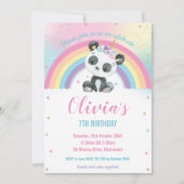 Invitation Cute Pandacorn Panda Rainbow fête d'anniversaire (Devant)