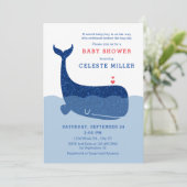 Invitation Cute Parties scintillant Baby shower baleine Invit (Debout devant)