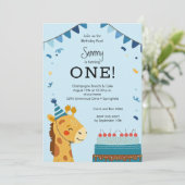 Invitation Cute Party Animal Boy 1st Birthday (Debout devant)